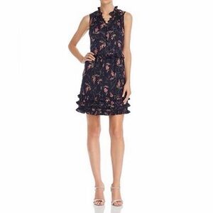 Rebecca Taylor Ivie Fleur Dress - Size 8 - navy combo color